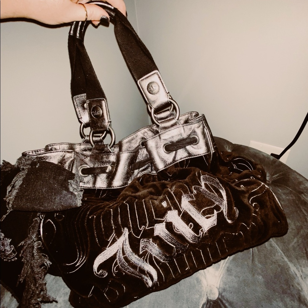 Black Velvet Juicy Couture Purse with silver detail 💋❤️‍🔥
